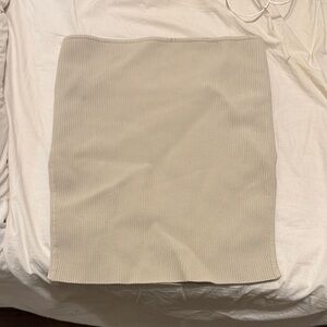 Babaton Cream Ribbed Pencil Skirt